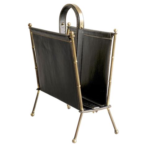 French Leather And Chrome Magazine Rack At 1stdibs