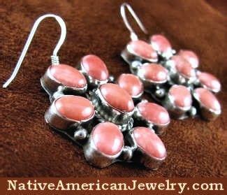 Native American Jewelry Pink Coral Earrings Hook Earrings Navajo
