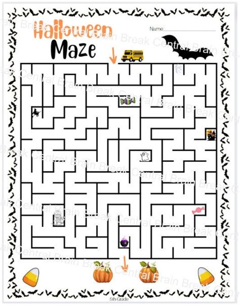 5th Grade Halloween Maze With Answer Key Printable Etsy