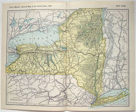 New York Original 1907 Railroad Map Antique Ebay