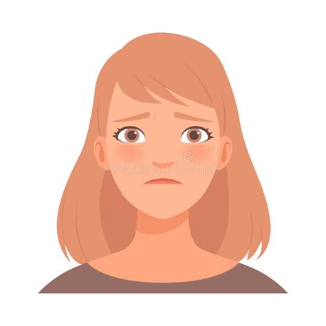 Sadness On The Face Of A Young Woman Vector Illustration Stock Vector