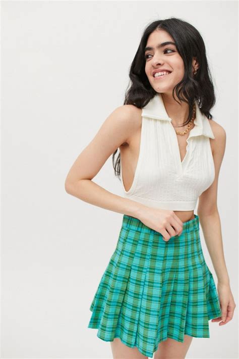 Uo Katie Plaid Pleated Mini Skirt Urban Outfitters