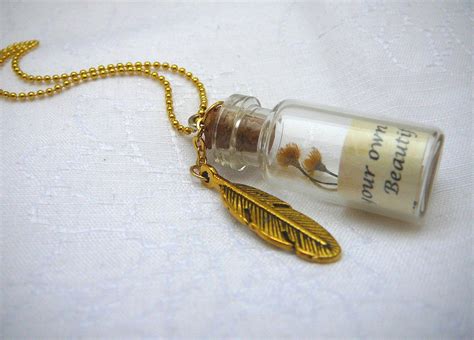 Tiny Glass Bottle Necklace Quote Necklace Message In A Bottle