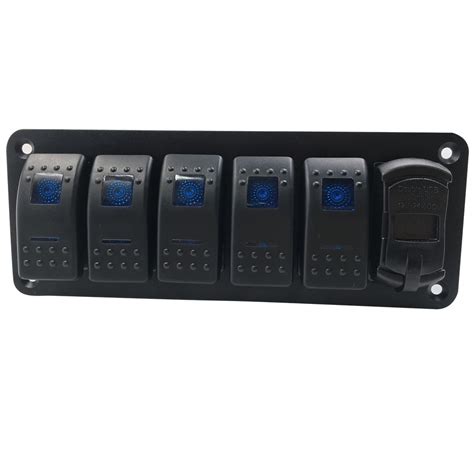 Boat Rocker Switch Panel 6 Gang Car Rv Marine Rocker Switches With 48a