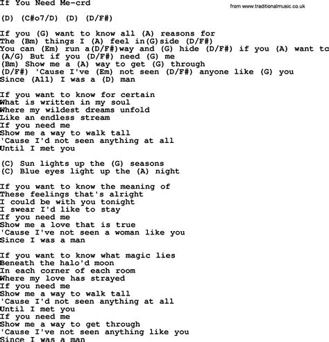 If You Need Me, by Gordon Lightfoot, lyrics and chords