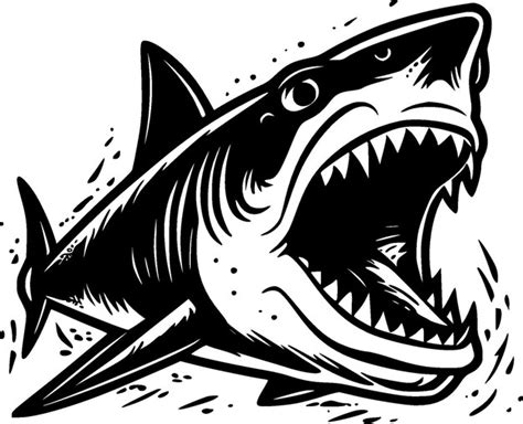 Premium Vector Shark Black And White Vector Illustration