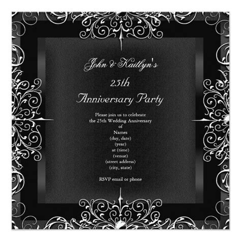 25th Anniversary Party Chalkboard Silver Floral Invitation Zazzle