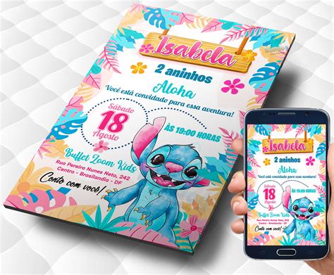 Convite Digital Stitch Elo7 Produtos Especiais