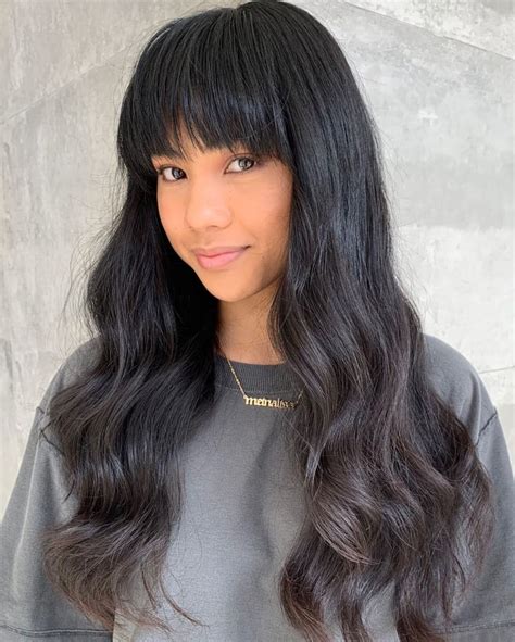 long hair with bangs 38 best examples for 2021 thick hair bangs long hair with bangs and