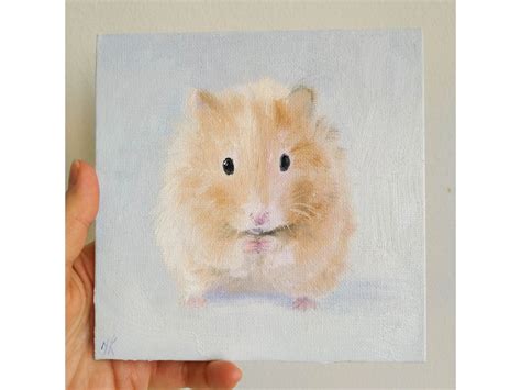 Hamster Painting Original Animal Artwork Miniature Wall Art On Etsy