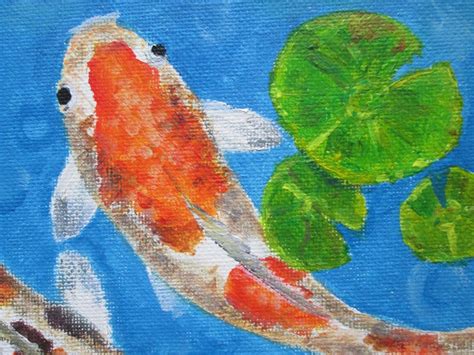 Koi Fishes In Acrylic On Canvas Ready To Han Artfinder