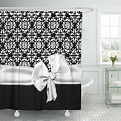 SUTTOM Elegant Black and White Idea Pretty Chic Accent Damask Shower ...