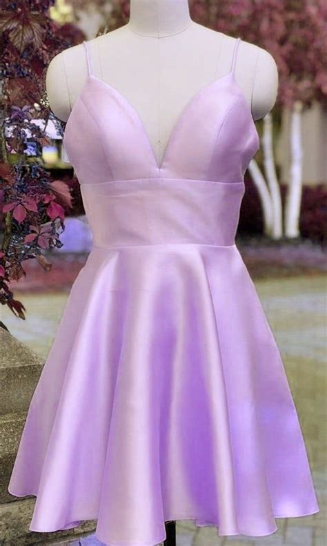 Fashionable Satin Short Party Dress Lavender Homecoing Dress 2020