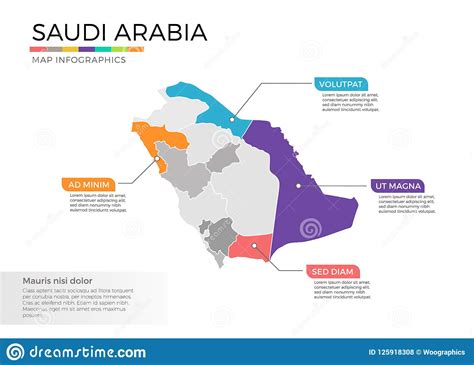 Saudi Arabia Map Infographics Vector Template With Regions And Pointer