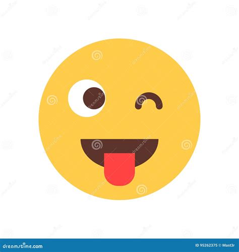 Yellow Smiling Cartoon Face Show Tongue Wink Emoji People Emotion Icon