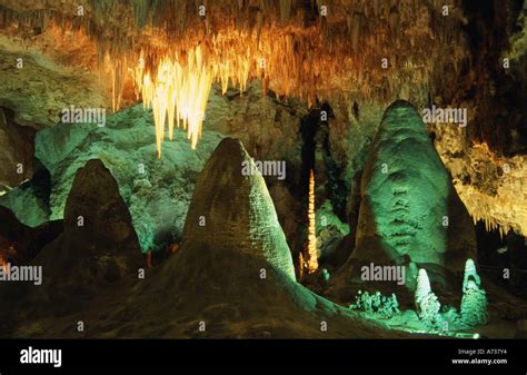 Stalagtites And Stalagmites In Stalagtite Cave Usa New Mexico