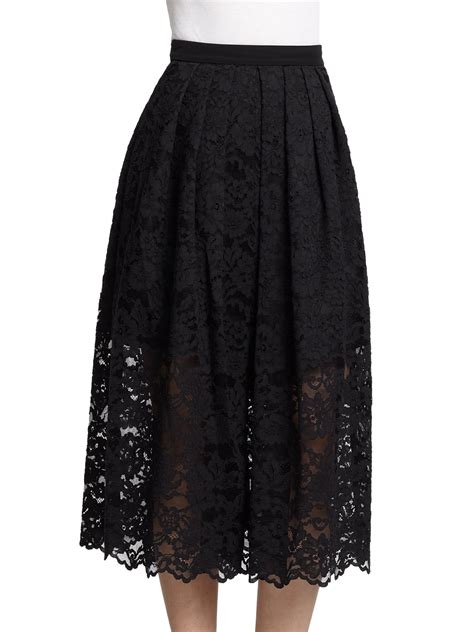 Lyst Tibi Lace Midi Skirt In Black