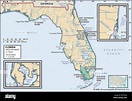Mapa Físico de la Florida Fotografía de stock - Alamy