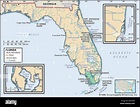 Mapa Físico de la Florida Fotografía de stock - Alamy