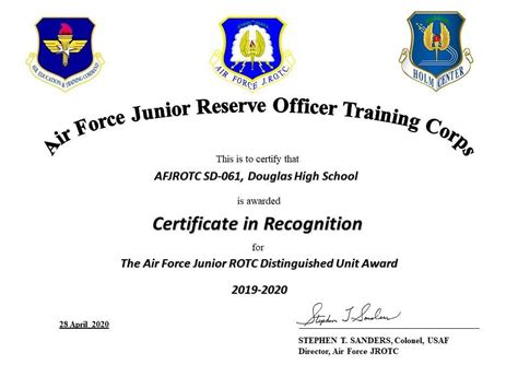 Air Force Jrotc 2019 2020 Distinguished Unit Award Douglas School