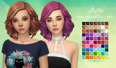 Aveira Sims 4 Kiara S Medium Soft Wavy Hair Recolored Sims 4 Hairs