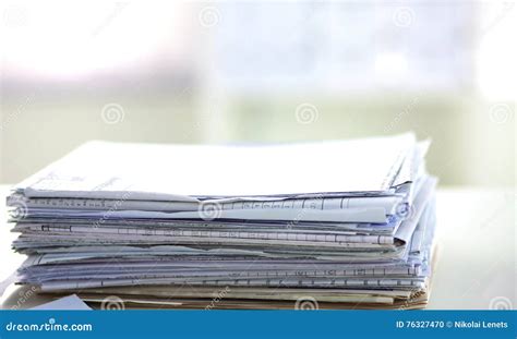 Stack Of Papers On The Desk With Computer Stock Photo Image Of Excess
