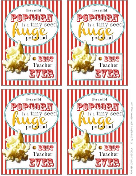 This valentine's day, surprise your loved ones with a homemade gift. thank you for Popcorn Printable for primary teachers ...