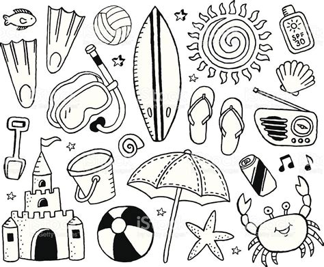 A Beach Themed Doodle Page Dessin Plage Dessins Faciles Griffonnages