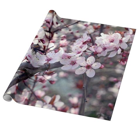 Cherry Blossom Nature Floral Wrapping Paper Zazzle Floral Wrapping