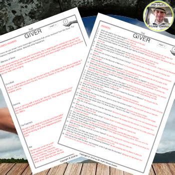 (check answers using key found on teams) quiz: The Giver Movie Guide + Activities - Answer Key Included | TpT