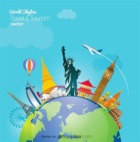 World Travel And Tourism Skyline Vector Travel And Tourism Travel Logo