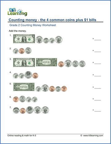 In addition to the first grade money worksheets above, here are some other quick and fun ideas for teaching money. Grade 2 Counting money Worksheet on counting the 4 coins ...