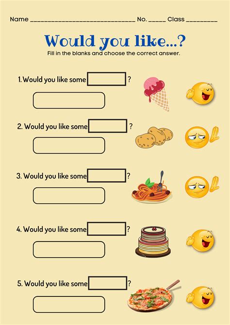 Would You Like Interactive Worksheet Edform