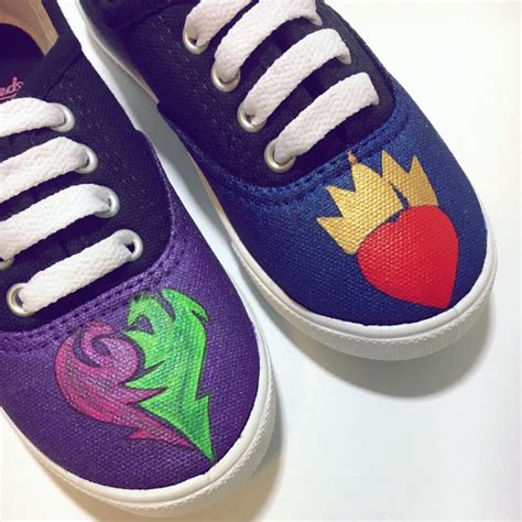 Sale Descendants Custom Painted Shoes Mal And Evie Character Etsy