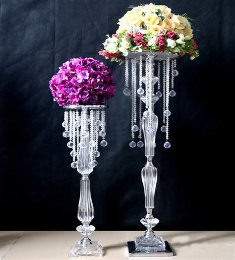 70cm Acrylic Crystal Wedding Table Centerpiece Flower Stand For Wedding