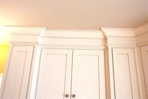 Put the moulding against a framing square, noting the distance between the face of the moulding edge and the corner. Kitchen Cabinet Cornice Details | Kitchen cabinet molding, Kitchen soffit, Above kitchen cabinets