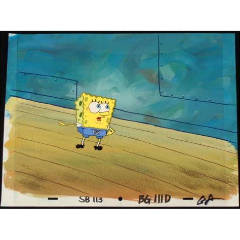 Original Spongebob Animation Cel And Background Pointing