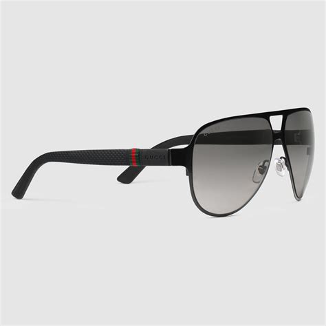 lyst gucci light steel aviator sunglasses in black for men