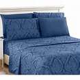 6 Piece Paisley Sheet Set, Luxury Bed Sheets Queen - Navy Blue Bed ...