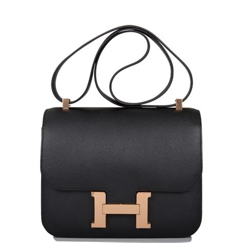 HermÈs Black Constance 24cm In Epsom Leather With Rose Gold Hardware