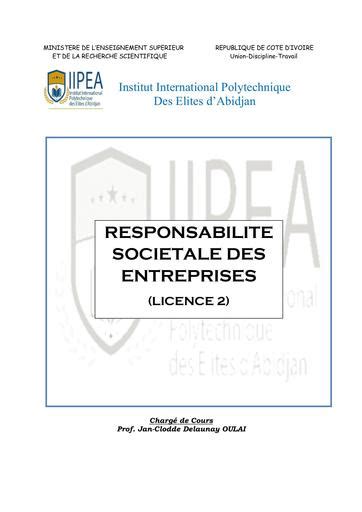 Cours Responsabilité social des entreprises IIPEA L2 by Tehua