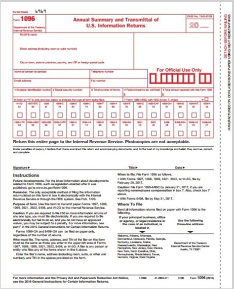 Quickbooks 1096 Transmittal Forms Discount Tax Forms
