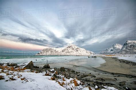 Skagsanden Beach Flakstad Lofoten Nordland Norway Stock Photo