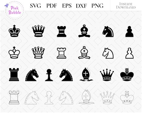 Chess Pieces Svg Chess Pieces Clipart Vector Files Instant Etsy Australia