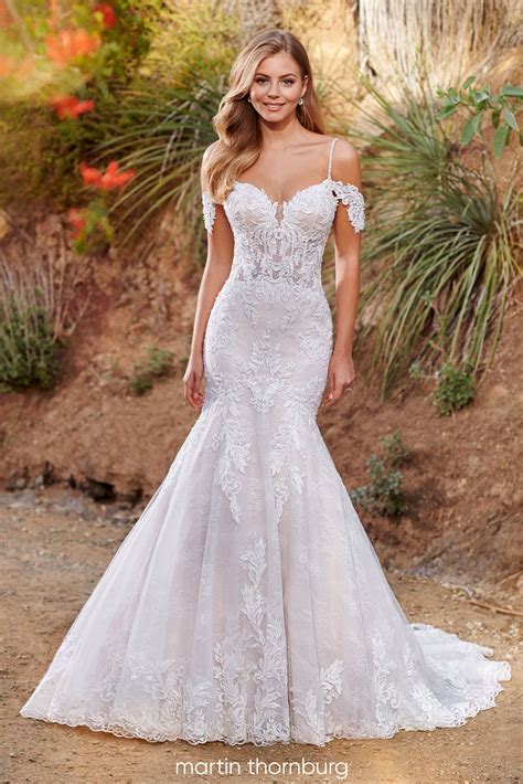 This Martin Thornburg Cambria Trumpet Wedding Dress Features A Sweetheart Corset Bodice