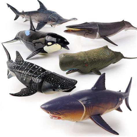 Winsenpro Jumbo Shark Toys6 Pack 10 Realistic Shark Whale