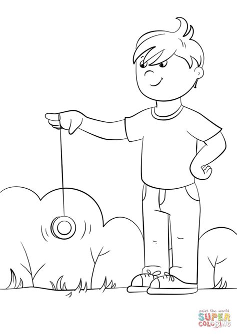 Cartoon Boy Playing Yo Yo Coloring Page Free Printable Coloring Pages