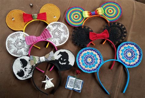 Some Of The Crochet Mickey Ears I Made For My Sister All Sewing Thread
