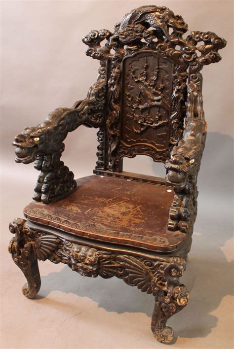 A Chinese Carved Hongmu Style Dragon Throne Chair Early To Mid 20th