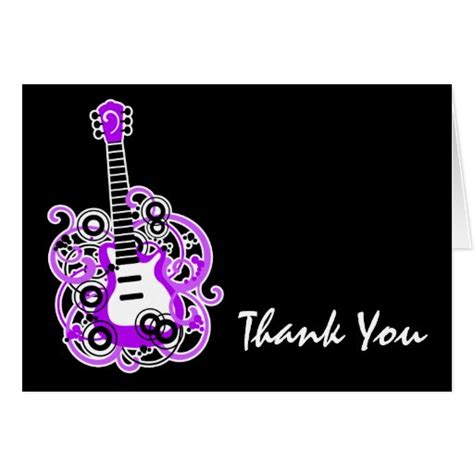 Rock Star Guitar Purple And Black Thank You Note Card Zazzle